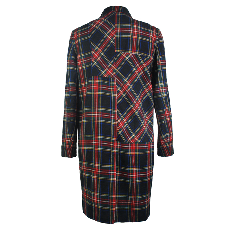 Women Autumn Winter Woolen Cloth Customized Plaid Overcoats